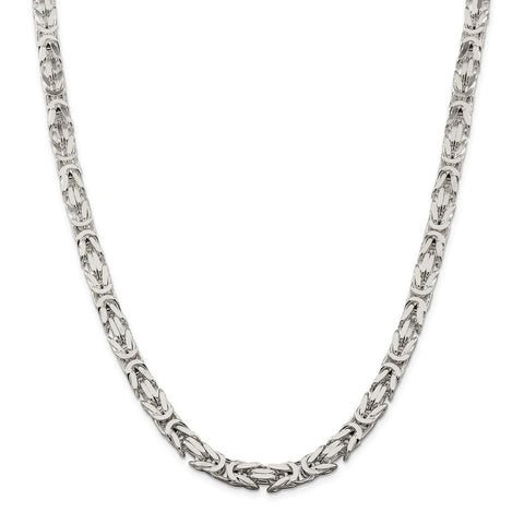 Sterling Silver 7.5mm Byzantine Chain-WBC-QBZ180-22