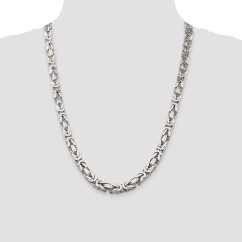 Sterling Silver 8.25mm Byzantine Chain-WBC-QBZ200-24