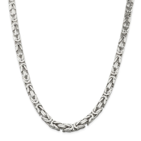 Sterling Silver 8.25mm Byzantine Chain-WBC-QBZ200-24