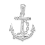 Sterling Silver Polished 3D Anchor w/Chain Pendant-WBC-QC10026