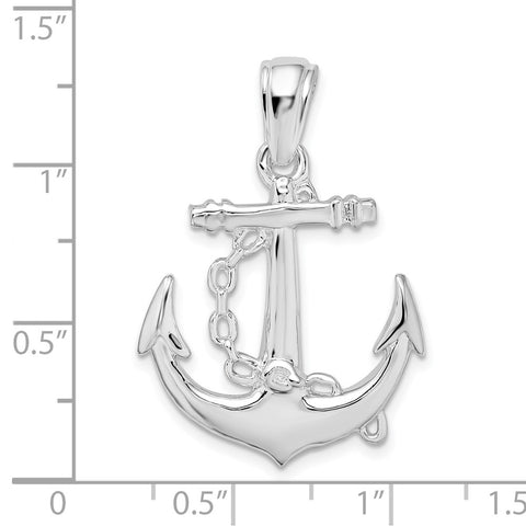 Sterling Silver Polished 3D Anchor w/Chain Pendant-WBC-QC10026