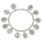 Sterling Silver 12 Saints Bracelet-WBC-QC4383