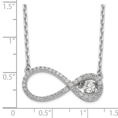 Sterling Silver Polished Vibrant CZ Infinity Necklace-WBC-QC9000-16