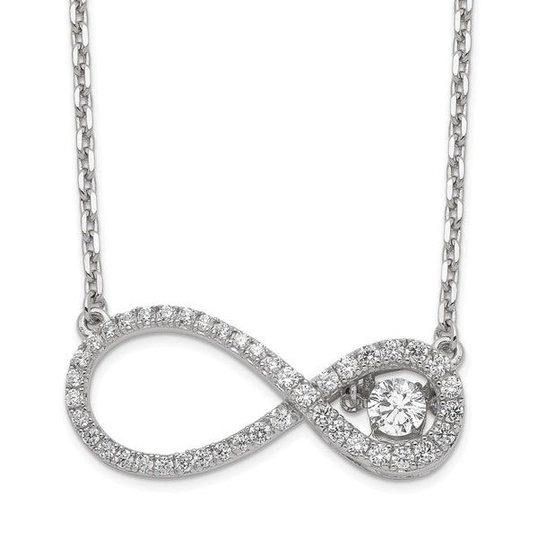 Sterling Silver Polished Vibrant CZ Infinity Necklace-WBC-QC9000-16