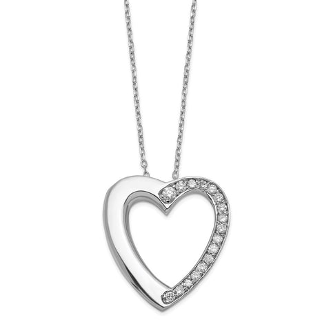 Sterling Silver CZ Heart Ash Holder 18in Necklace-WBC-QC9742-18