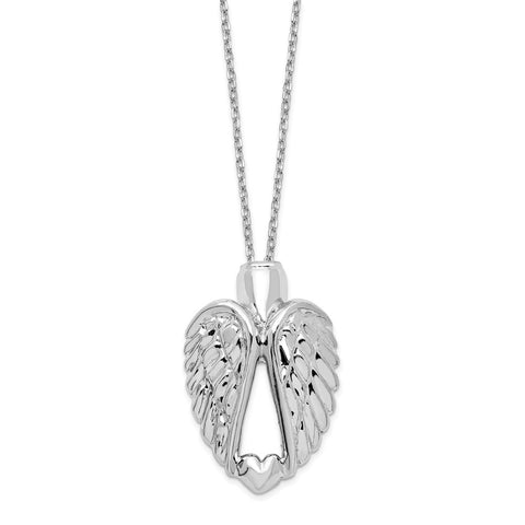 Sterling Silver Wings Ash Holder 18in Necklace-WBC-QC9743-18
