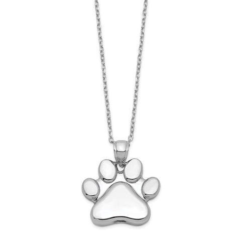 Sterling Silver Paw Print Ash Holder 18in Necklace-WBC-QC9745-18