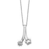 Sterling Silver Paw Print and Clover Ash Holder 18in Necklace-WBC-QC9747-18