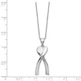 Sterling Silver Heart Ribbon Ash Holder 18in Necklace-WBC-QC9749-18