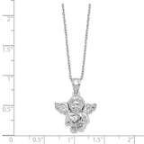 Sterling Silver CZ April Birthstone Angel Ash Holder 18in Necklace-WBC-QC9753APR-18