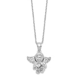 Sterling Silver CZ April Birthstone Angel Ash Holder 18in Necklace-WBC-QC9753APR-18