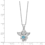 Sterling Silver CZ December Birthstone Angel Ash Holder 18in Necklace-WBC-QC9753DEC-18