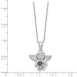 Sterling Silver CZ February Birthstone Angel Ash Holder 18in Necklace-WBC-QC9753FEB-18