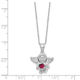 Sterling Silver CZ July Birthstone Angel Ash Holder 18in Necklace-WBC-QC9753JUL-18