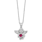 Sterling Silver CZ July Birthstone Angel Ash Holder 18in Necklace-WBC-QC9753JUL-18