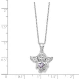 Sterling Silver CZ June Birthstone Angel Ash Holder 18in Necklace-WBC-QC9753JUN-18