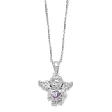 Sterling Silver CZ June Birthstone Angel Ash Holder 18in Necklace-WBC-QC9753JUN-18