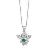 Sterling Silver CZ May Birthstone Angel Ash Holder 18in Necklace-WBC-QC9753MAY-18