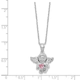 Sterling Silver CZ October Birthstone Angel Ash Holder 18in Necklace-WBC-QC9753OCT-18