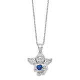 Sterling Silver CZ September Birthstone Angel Ash Holder 18in Necklace-WBC-QC9753SEP-18