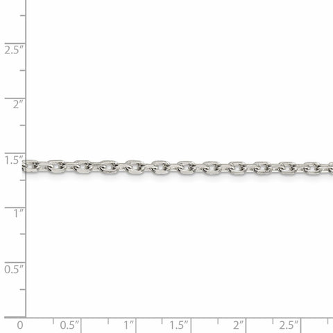 Sterling Silver 3.25mm Beveled Oval Cable Chain-WBC-QCA100-28