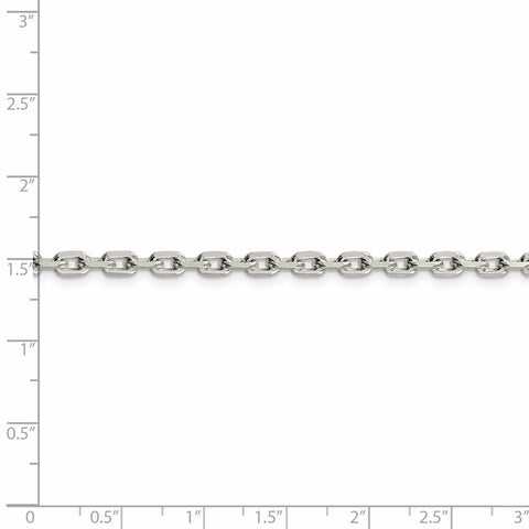 Sterling Silver 3.95mm Beveled Oval Cable Chain-WBC-QCA120-22