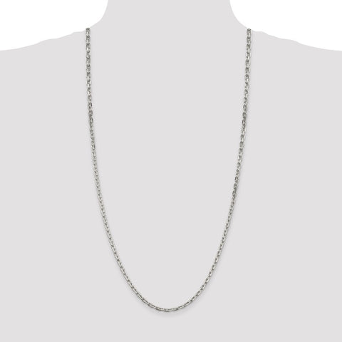 Sterling Silver 3.95mm Beveled Oval Cable Chain-WBC-QCA120-30