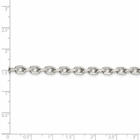 Sterling Silver 4.9mm Beveled Oval Cable Chain-WBC-QCA150-22