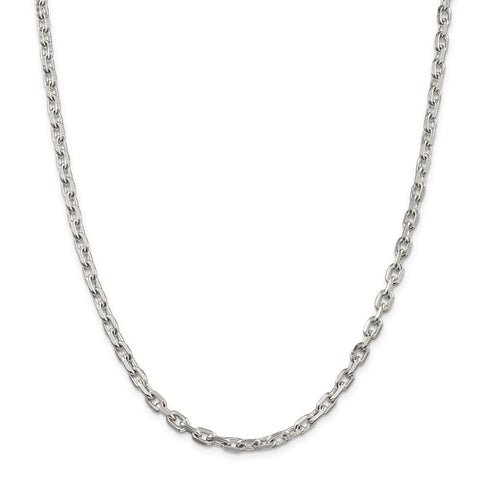 Sterling Silver 4.9mm Beveled Oval Cable Chain-WBC-QCA150-26