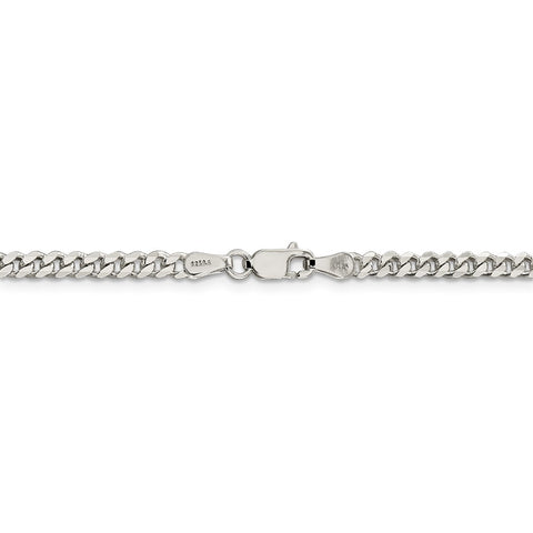 Sterling Silver Rhodium-plated 3.5mm Curb Chain-WBC-QCB100R-28
