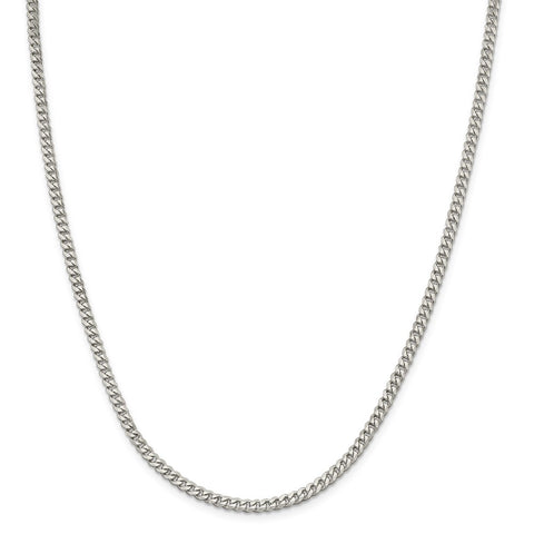 Sterling Silver Rhodium-plated 3.5mm Curb Chain-WBC-QCB100R-26