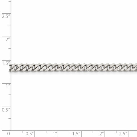 Sterling Silver Rhodium-plated 4.5mm Curb Chain-WBC-QCB120R-30