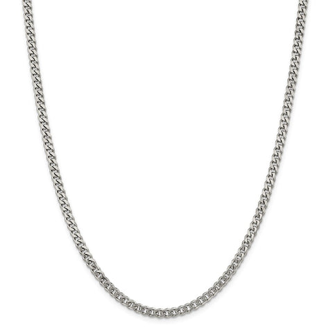 Sterling Silver Rhodium-plated 4.5mm Curb Chain-WBC-QCB120R-28