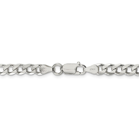 Sterling Silver Rhodium-plated 6mm Curb Chain-WBC-QCB150R-26