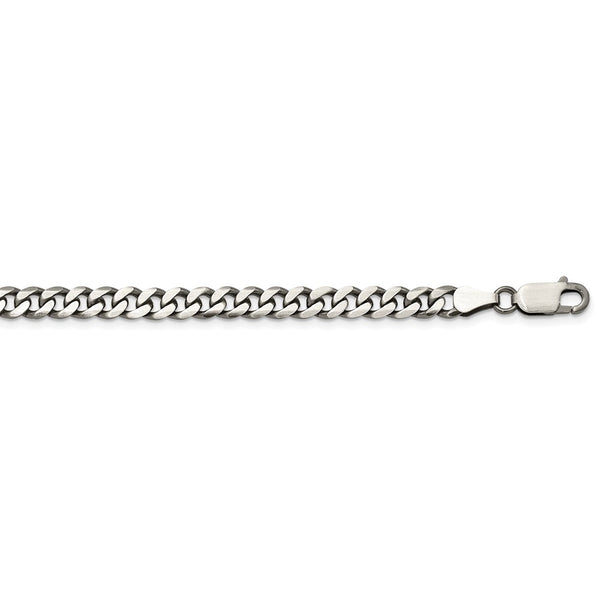 Sterling Silver Antiqued 6mm Curb Chain-WBC-QCB150A-28