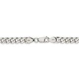 Sterling Silver Rhodium-plated 7mm Curb Chain-WBC-QCB180R-22