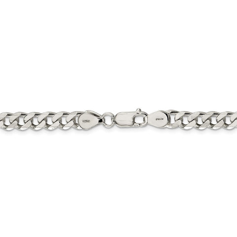 Sterling Silver Rhodium-plated 7mm Curb Chain-WBC-QCB180R-24