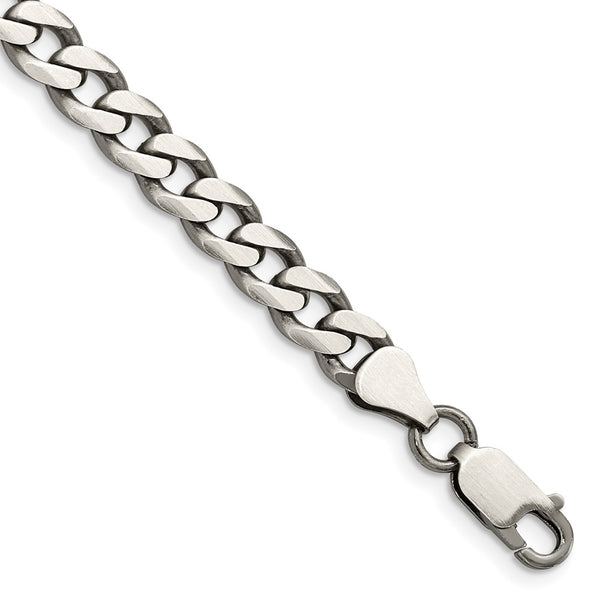 Sterling Silver Antiqued 7mm Curb Chain-WBC-QCB180A-9