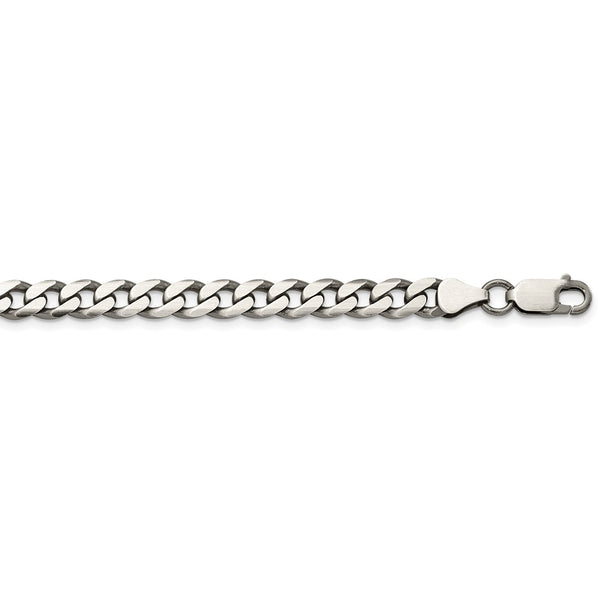 Sterling Silver Antiqued 7mm Curb Chain-WBC-QCB180A-26