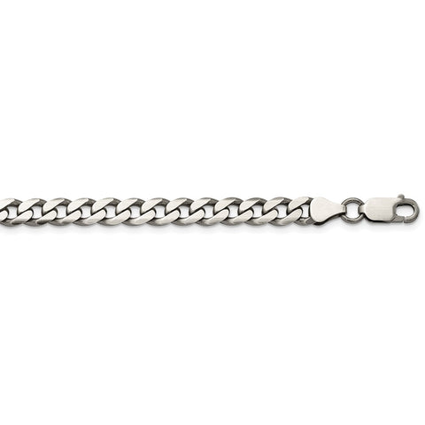 Sterling Silver Antiqued 7mm Curb Chain-WBC-QCB180A-18