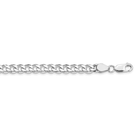 Sterling Silver Rhodium-plated 7mm Curb Chain-WBC-QCB180R-28
