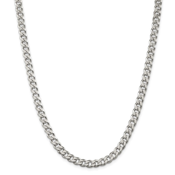 Sterling Silver Rhodium-plated 7mm Curb Chain-WBC-QCB180R-24