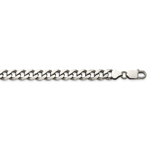 Sterling Silver Antiqued 7.5mm Curb Chain-WBC-QCB200A-20