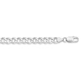 Sterling Silver Rhodium-plated 7.5mm Curb Chain-WBC-QCB200R-28