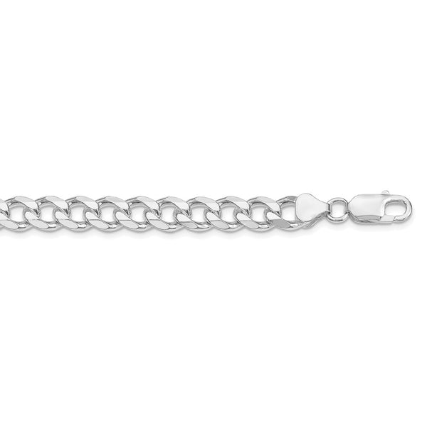 Sterling Silver Rhodium-plated 8mm Curb Chain-WBC-QCB220R-22