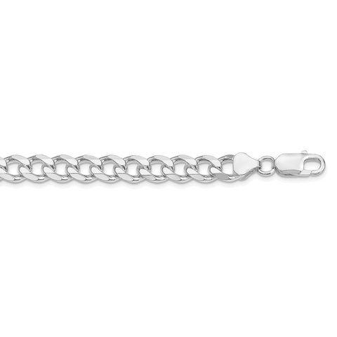 Sterling Silver Rhodium-plated 8mm Curb Chain-WBC-QCB220R-28