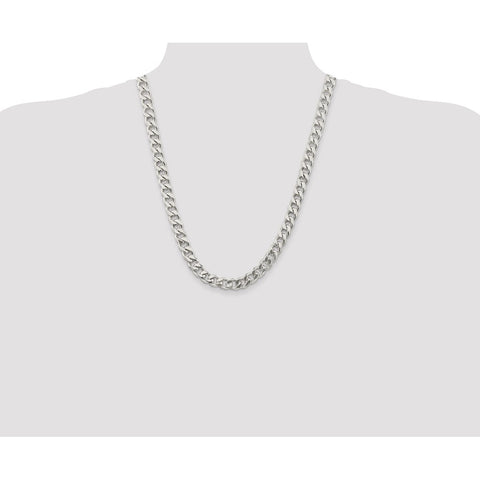 Sterling Silver 9mm Curb Chain-WBC-QCB250-24