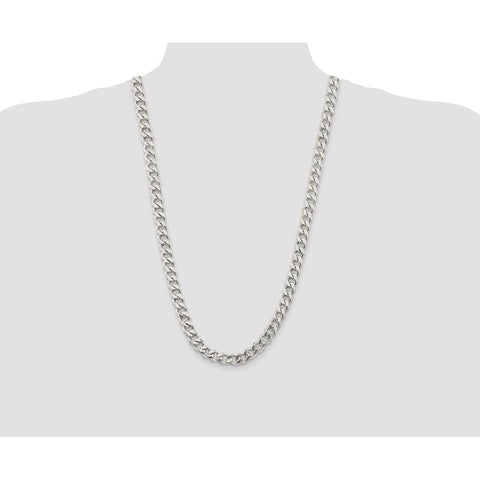 Sterling Silver 9mm Curb Chain-WBC-QCB250-28