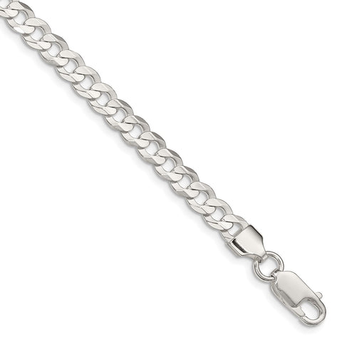 Sterling Silver 5.65mm Concave Beveled Curb Chain-WBC-QCBC150-8