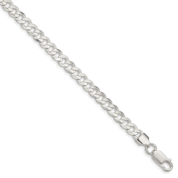 Sterling Silver 5.65mm Concave Beveled Curb Chain-WBC-QCBC150-22